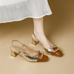 Damen Slingback-Pumps mit funkelnder Schmuckschnalle