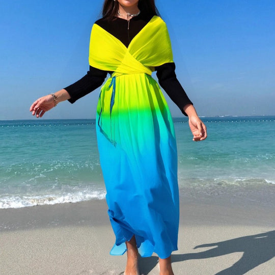 Damen Strandkleid mit Wickel- und Farbverlauf R&B