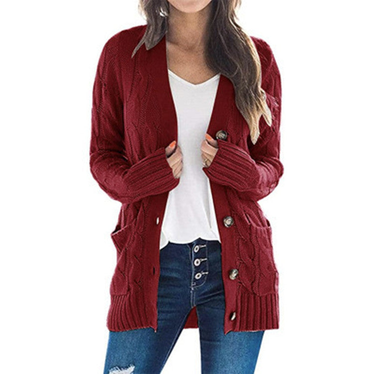 Damen Strickjacke mit grobem Zopfdesign und praktischen Taschen R&B