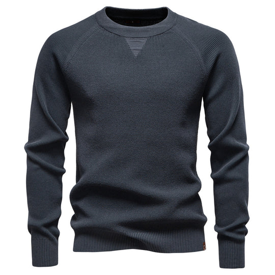 Herren nan mitteldicker Struktur-Strickpullover mit Raglanärmeln und Rippenbündchen R&B