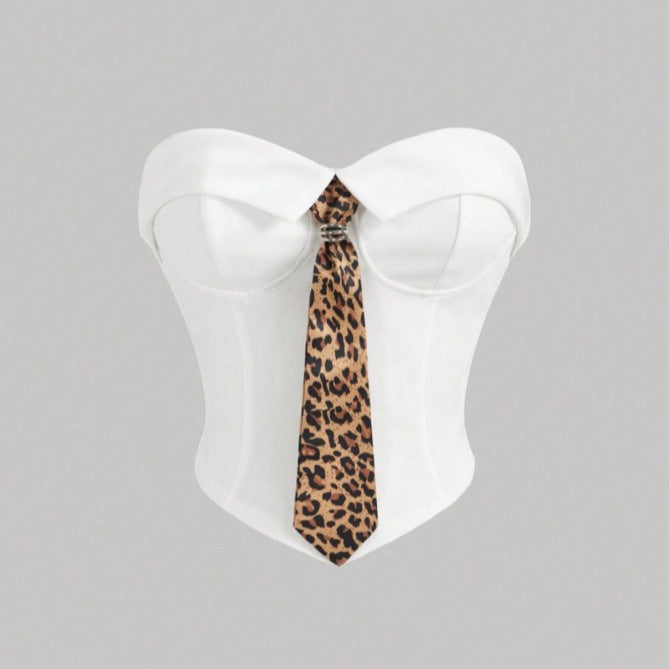 Damen Corsage mit modischem Tiermuster und tailliertem Schnitt R&B