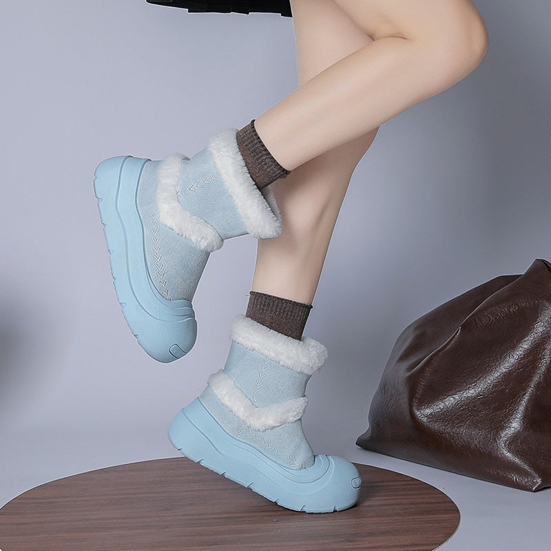 Damen Winterstiefel mit wärmendem Kunstfellkragen und rutschfester Sohle R&B