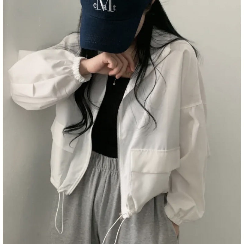 Damen cropped Jacke mit elastischen Bündchen und lässigem Schnitt