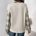 Damen Langarmshirt mit strukturiertem Design und Karomuster R&B