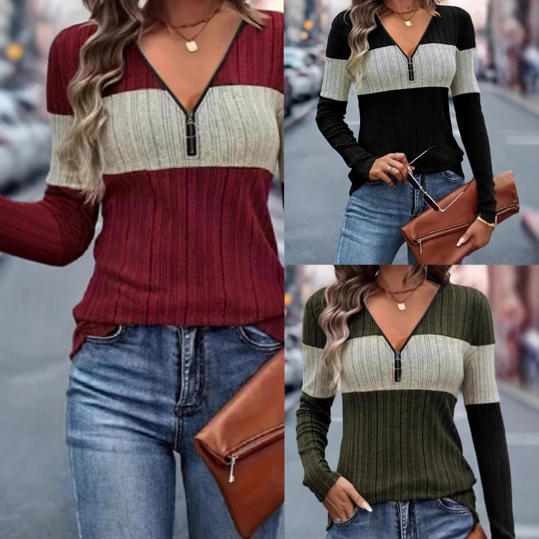 Damen Langarmshirt mit Reißverschluss R&B