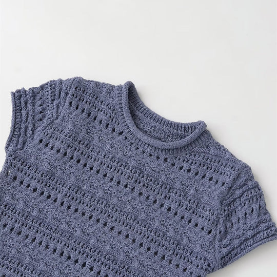 Damen Häkeloberteil mit strukturiertem Design und kurzen Ärmeln R&B