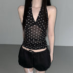 Damen Halterneck Top mit Polka Dots R&B