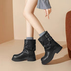 Damen modische Stiefeletten mit verstellbaren Riemen und robuster Sohle R&B