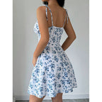 Damen Sommerliches Blümchenkleid mit verstellbaren Spaghettiträgern R&B