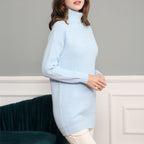 Damen Grobstrick Kleid mit hohem Kragen und weitem Schnitt