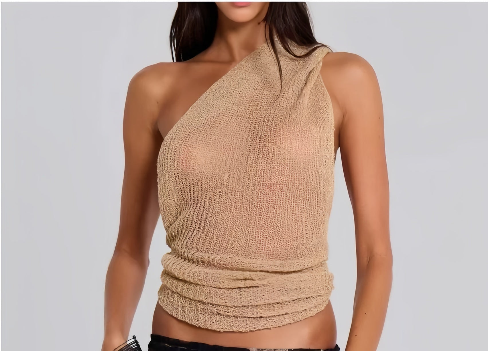 Damen Einseitiges Strickoberteil mit Rüschendetails R&B