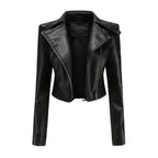 Damen stylische Bikerjacke mit asymmetrischem Reißverschluss und eingenähten Taschen