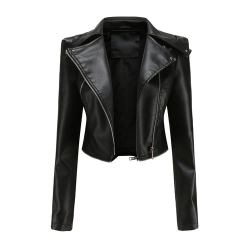 Damen stylische Bikerjacke mit asymmetrischem Reißverschluss und eingenähten Taschen R&B