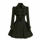 Damen moderner Trenchcoat mit tailliertem Schnitt und Doppelknöpfen R&B