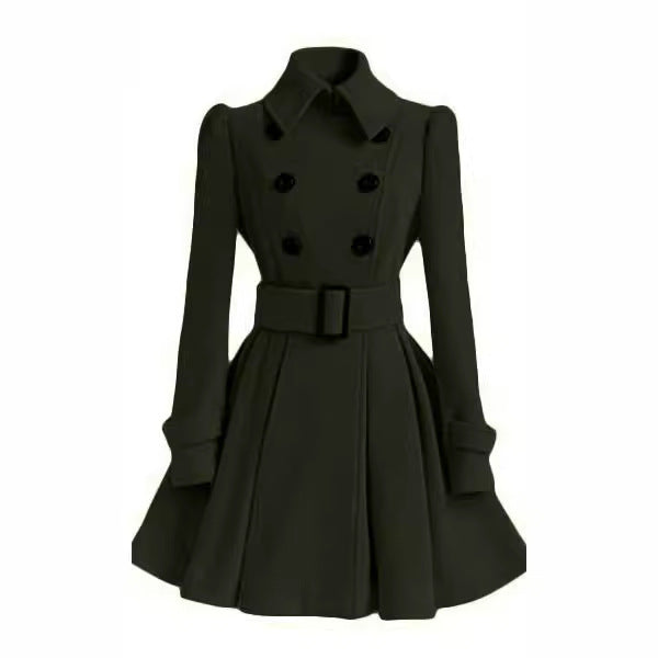 Damen moderner Trenchcoat mit tailliertem Schnitt und Doppelknöpfen R&B