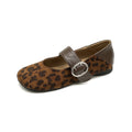 Damen Ballerinas mit modischem Leopardenmuster und eleganter Schnallenapplikation