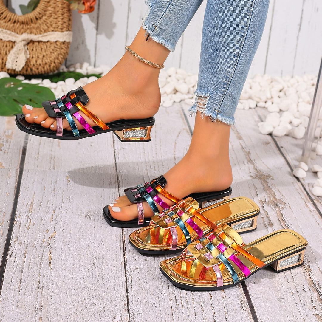 Damen Trendige Badesandalen mit glänzenden Akzenten R&B