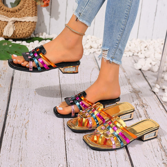 Damen Trendige Badesandalen mit glänzenden Akzenten R&B