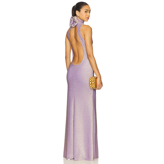 Damen Elegantes Maxikleid mit hohem Stehkragen und figurbetontem Schnitt R&B
