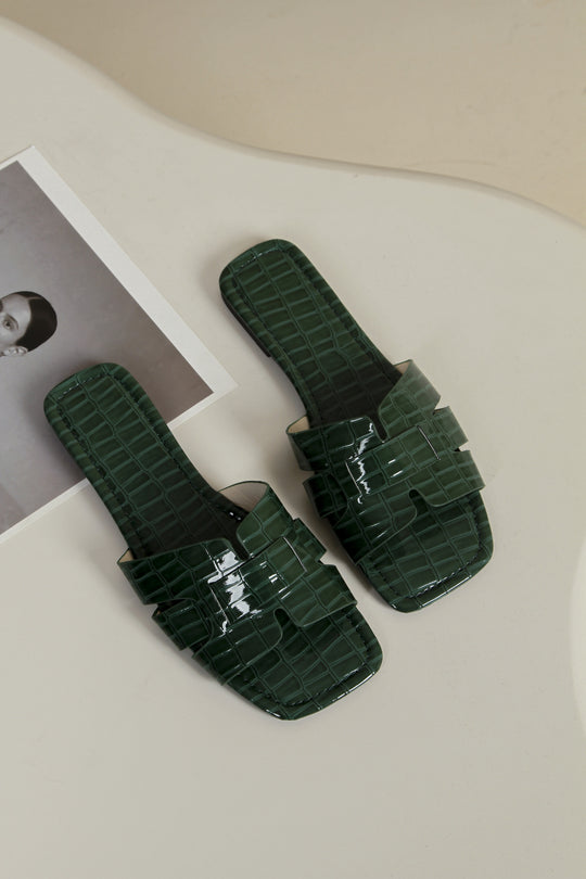 Damen Komfortable Slip-On Sandalen mit trendiger Kroko-Prägung R&B