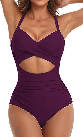 Damen Einteiliger Badeanzug mit elegantem Wickelschnitt R&B