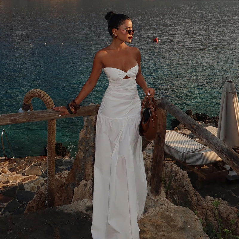 Damen Maxikleid mit schicker Schnittführung und raffiniertem Bauch-Detail R&B