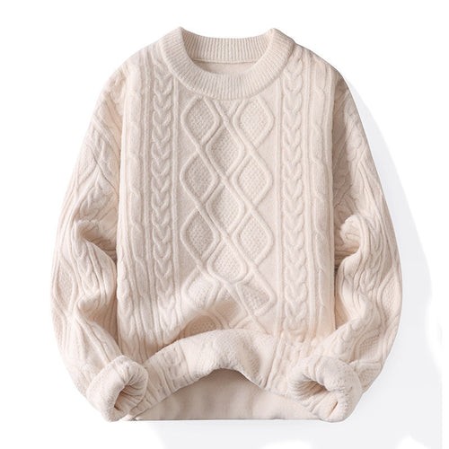 Damen Grobstrickpullover mit zeitgemäßem Zopfmuster und klassischem Rundhalsausschnitt R&B