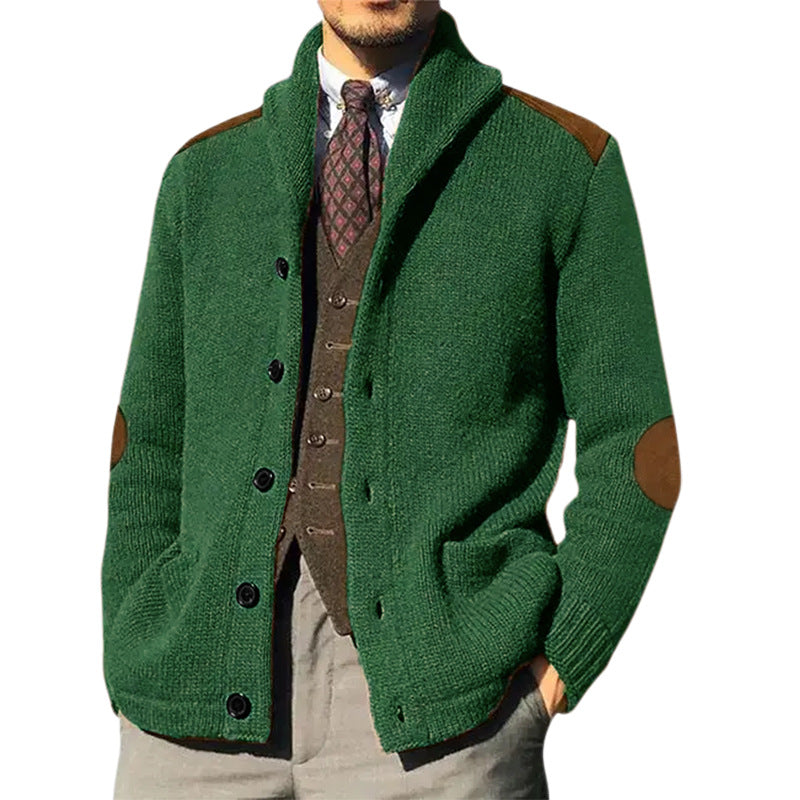 Herren kuscheliger Strickcardigan mit modernem Schalkragen und praktischen Knopfdetails R&B