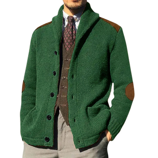 Herren Strickjacke mit klassischem Schalkragen und eleganten details R&B