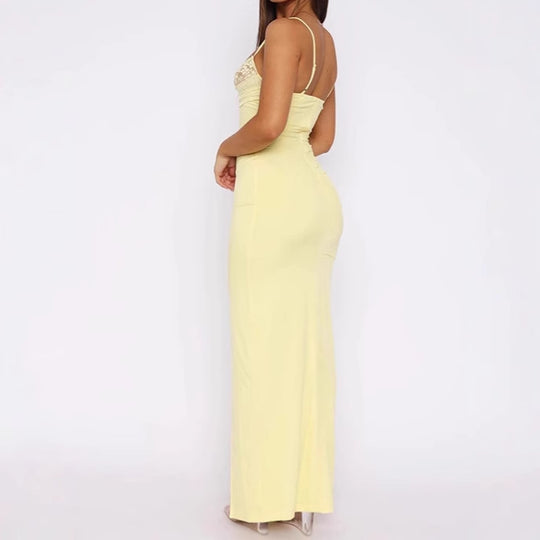 Damen Langärmeliges Maxikleid mit Rüschendetails und seitlichem Schlitz R&B