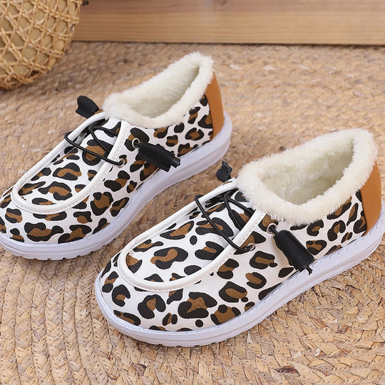 Damen Gemütliche Sneakers aus weich gefüttertem Material mit Leopardenmuster R&B