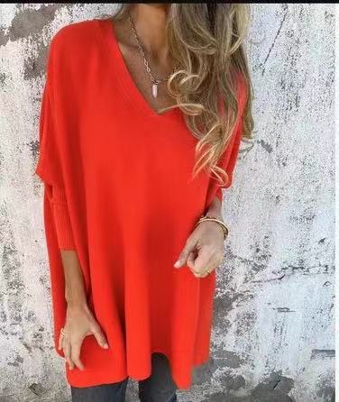Damen V-Ausschnitt Oversized Pullover R&B