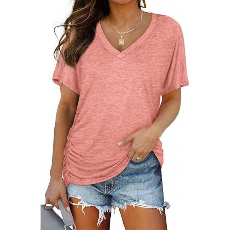 Damen V-Ausschnitt T-Shirt Aus Weichem Single Jersey Heidi-Mode