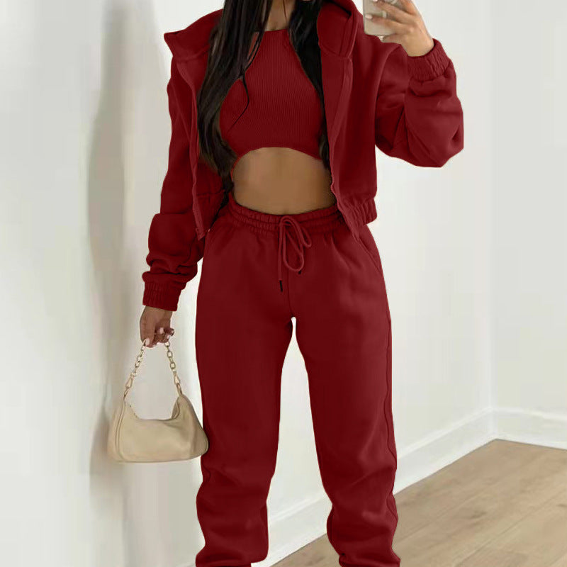 Jogginganzug Damen Lounge-Set mit Cropped Hoodie