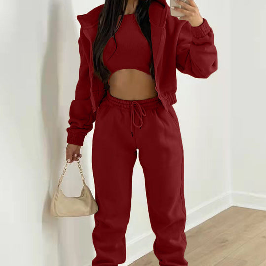 Jogginganzug Damen Lounge-Set mit Cropped Hoodie
