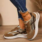 Damen Sportliche Sneakers mit Metallic-Akzenten und durchgehendem Komfort R&B