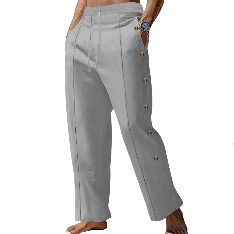 Herren elegante Sommerhose mit seitlichen Knöpfen R&B