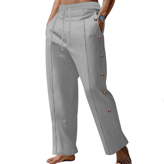 Herren elegante Sommerhose mit seitlichen Knöpfen R&B