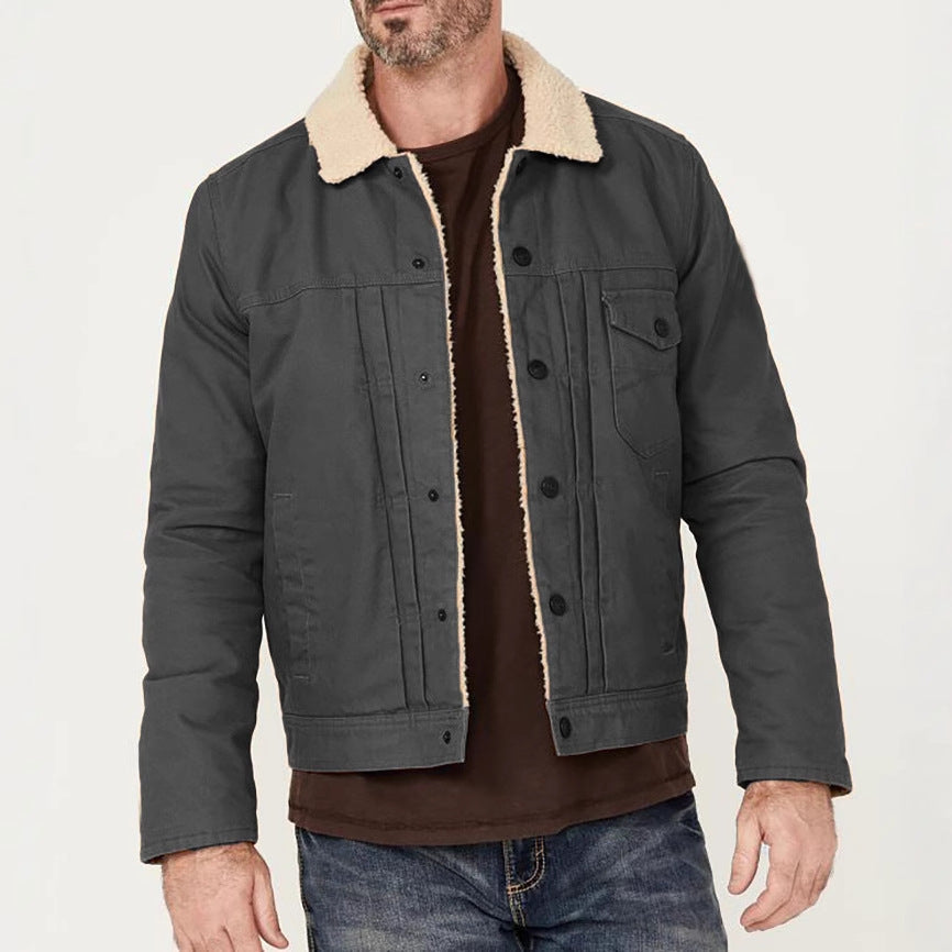 Herren gemusterte Baumwolljacke mit Fleecefutter R&B