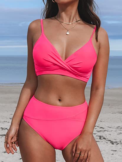 Damen Bikiniset mit hohem Bund und Wickel-Oberteil R&B
