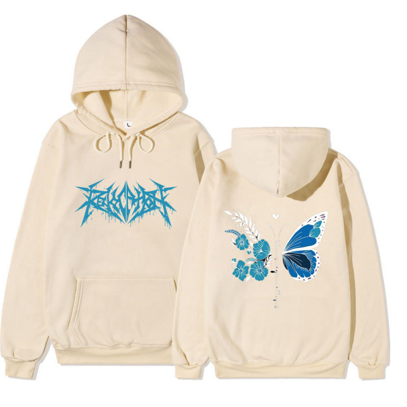 Damen Kapuzenpullover mit einzigartigem Schmetterlings- und Blumenmotiv R&B