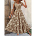 Damen Maxikleid mit nostalgischem Blumenmuster und voluminösem Rock R&B