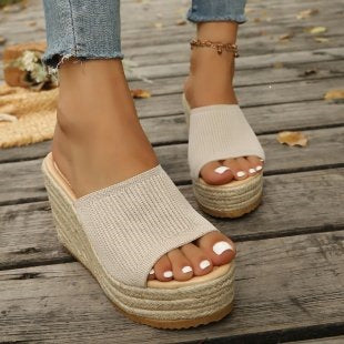 Damen Wedge-Sandaletten mit weichem Obermaterial und bequemer Sohle R&B