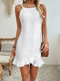 Damen Sommerliches Strandkleid mit Rüschensaum und atmungsaktivem Lochmuster R&B