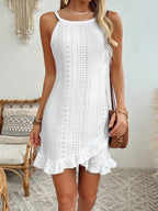 Damen Sommerliches Strandkleid mit Rüschensaum und atmungsaktivem Lochmuster R&B