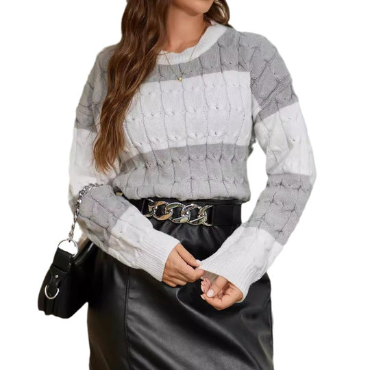 Damen Strickpullover mit strukturiertem Kabelmuster und modernen Designelementen R&B