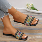 Damen modische Slides mit floralem Dekor R&B