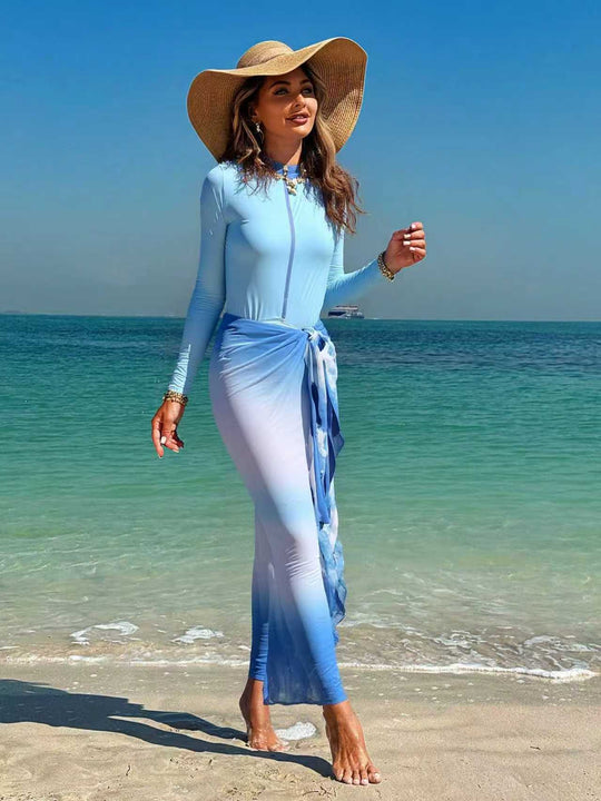 Damen Langärmliger Surfsuit mit Wickelrock R&B