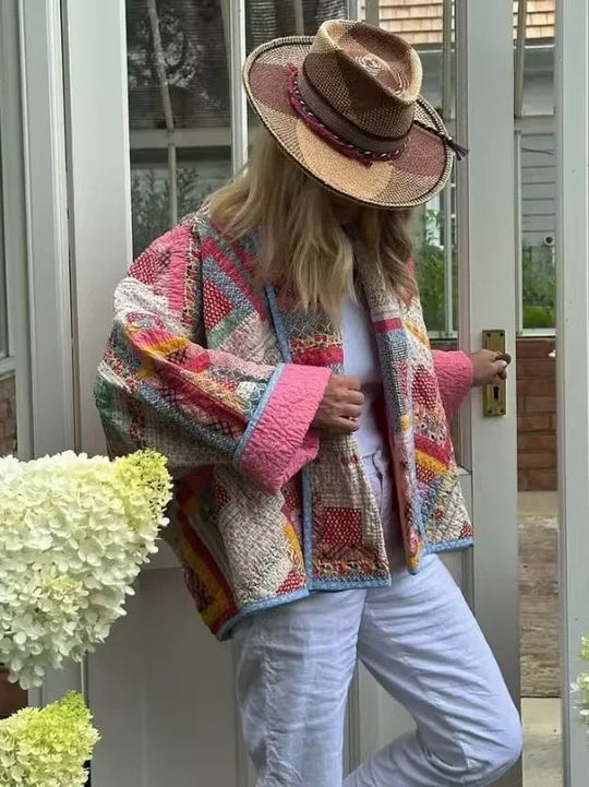 Damen gesteppte Patchworkjacke R&B