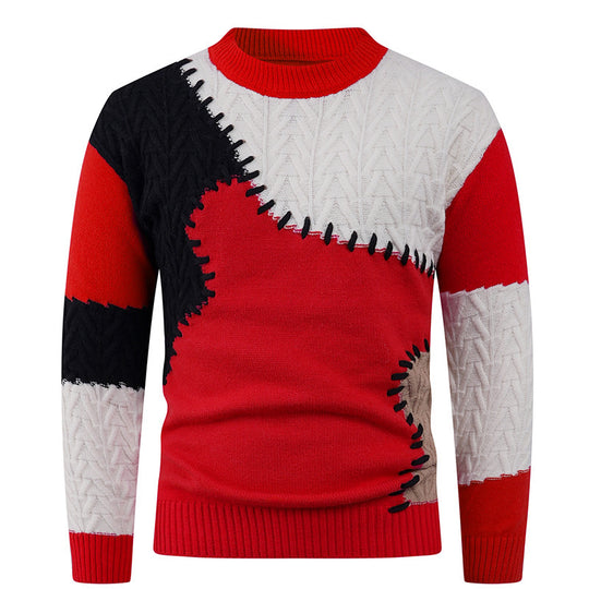 Herren modischer Pullover mit einzigartigem Patchwork-Design R&B